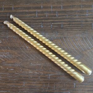 Gold Spiral Taper Candles - Set of 2